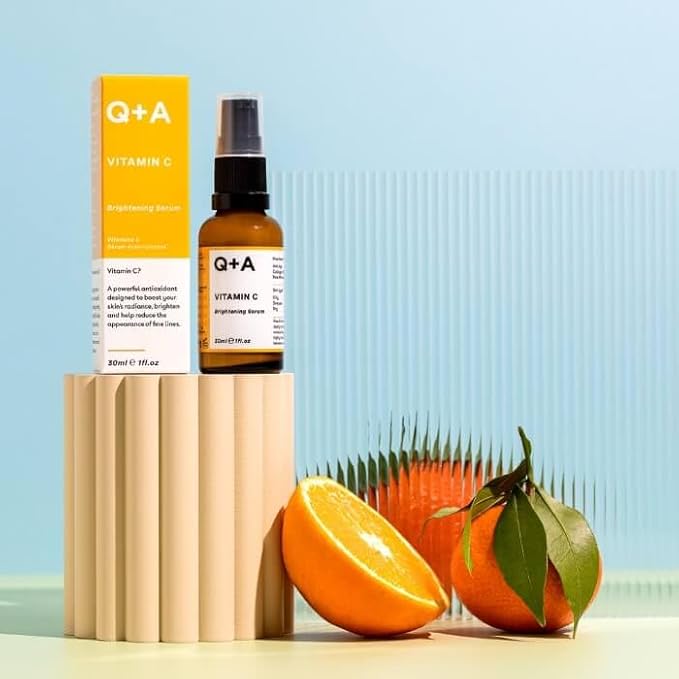 Q+A Vitamin C Brightening Face Serum (30ml), Vitamin C Serum for Face with Hyaluronic Acid, Hydrating and Anti-Ageing, Fragrance Free Skincare, Brightens Skin and Evens Out Skin Tone