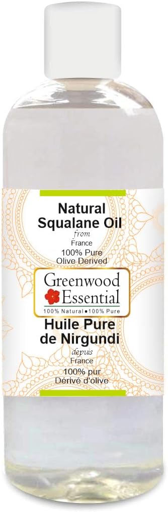 Greenwood Essential Pure Natural Squalane Oil (derived from Olives) Natural Therapeutic Grade for Hair, Skin & Aromatherapy 200ml (6.76 oz)