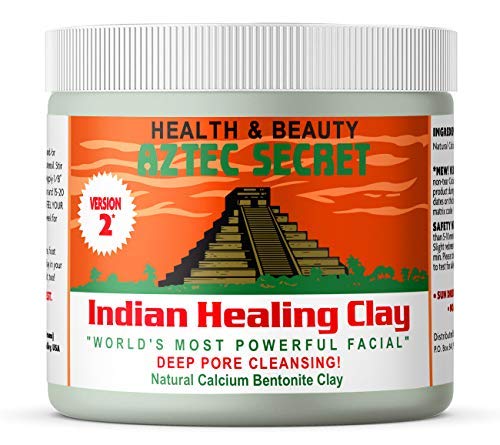 Aztec Secret Clay Premium Mask Set by Etana Beauty – All-In-One Kit Includes 16 oz Indian Healing Clay, 16oz Bragg's Apple Cider Vinegar, Natural Bamboo Bowl, Stir, Scoop, Brush & Tote
