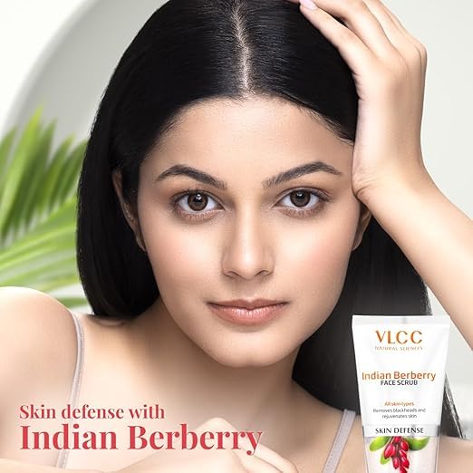 VLCC Berberry Face Scrub - Facial Cleanser with Papaya Seed and Date Extract - Gentle Face Exfoliator for Smooth Skin - 2.82 oz