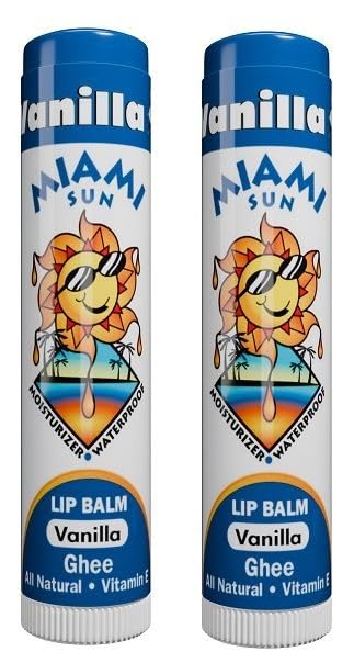 Natural Ghee, Vanilla Flavor Lip Balm, Hydrating Lip Treatment with Avocado Oil & Organic Coconut Oil, Non-Toxic, Best for Dry, Chapped Lips - Moisturizing, Healing, Chemical-Free (2 pcs)