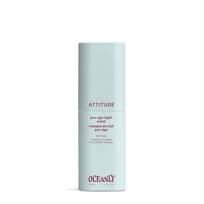 ATTITUDE Overnight Face Mask Anti Aging, With Hyaluronic Acid, Peptides & Collagen, Hydrating for Wrinkles & Fine Lines, Fragrance Free, Dermatologically Tested, EWG Verified, Vegan, 1.7 Fl Oz