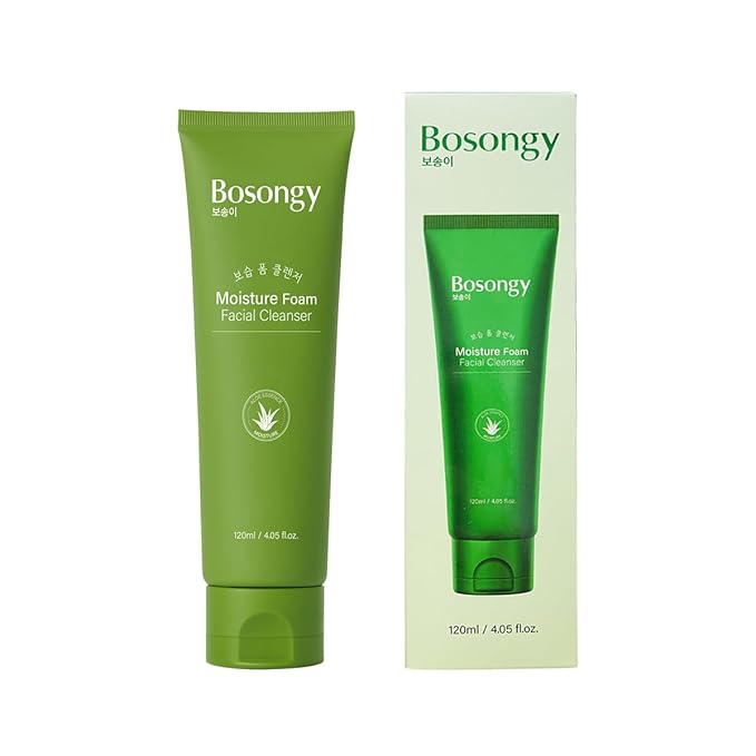 Moisture Foam Facial Cleanser, Korean Skincare Gentle Amino Acid Face Wash with Aloe Vera & Glycerin, Makeup Remover and Hydrating Soothing Cleanser for All Skin Types, 120ml (4.05 fl.oz.)