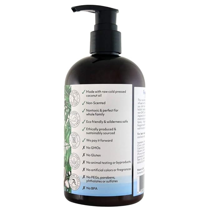 Coco Fiji Face & Body Lotion Infused With Coconut Oil | Lotion for Dry Skin | Moisturizer Face Cream & Massage Lotion for Women & Men | Fragrance Free 12 oz, Pack of 3