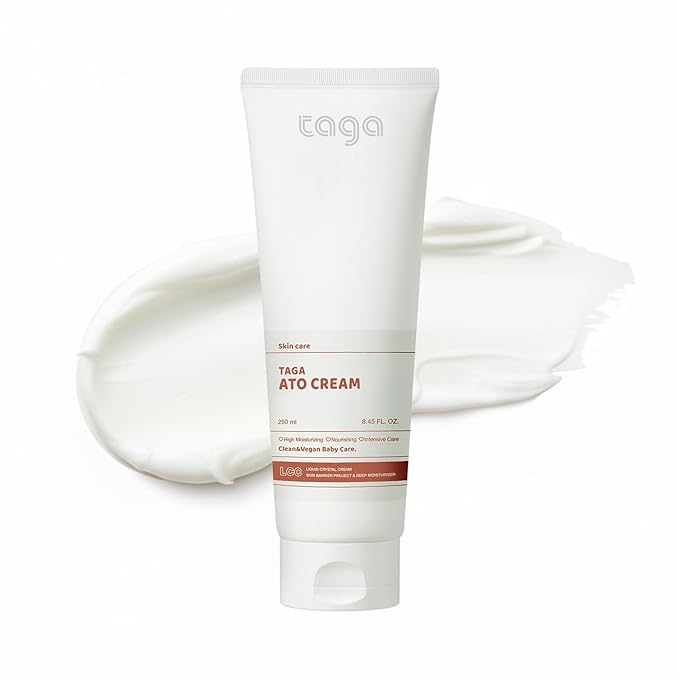 TAGA ATO Cream 250ml | Vegan Hypoallergenic Moisturizing Cream for Sensitive & Dry Skin | Gentle Hydrating Cream for Face & Body | Fragrance-Free, Non-Sticky Daily Moisturizer for the Whole Family