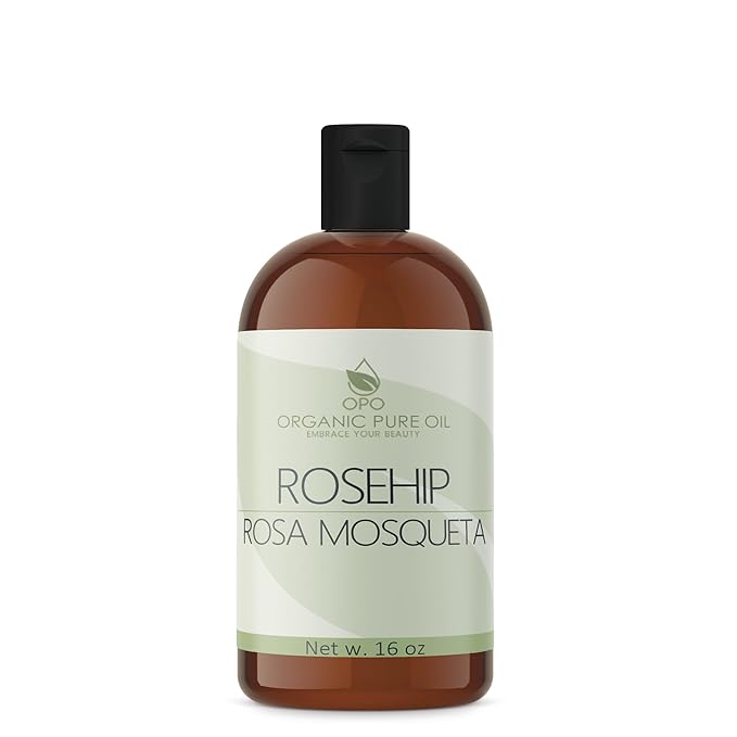 OPO Rosehip Oil - 16 oz - Pure, Unrefined, Cold Pressed, Non-GMO, Vegan Bulk Carrier Oil - Skin, Hair, Nails, Body, Face, Facial Hair - Nourish, Moisturize, Condition Sensitive, Mature, Brittle