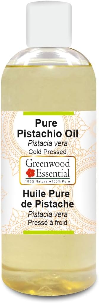 Greenwood Essential Pistachio Oil (Pistacia vera) | Cold Pressed | Natural | Undiluted | For Diluting Essential Oils | For Skin & Massage | Men & Women | 200ml (6.76 oz)