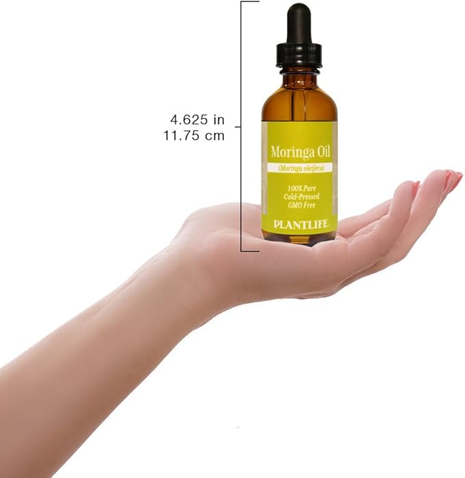Plantlife Moringa Carrier Oil - Cold Pressed, Non-GMO, and Gluten Free Carrier Oils - for Skin, Hair, and Personal Care - 2 oz