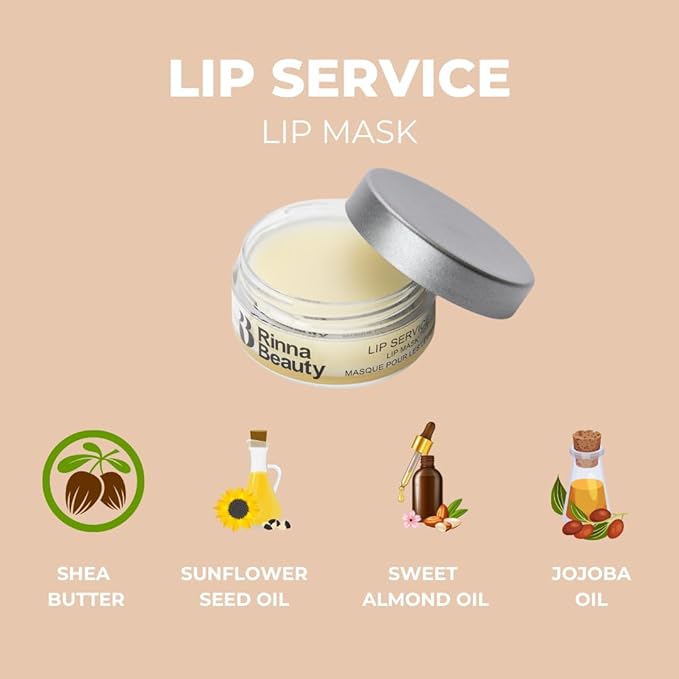 Rinna Beauty Lip Service Lip Mask - Lip Moisturizer Mask for Dry, Cracked Lips - For Day or Night - Vegan, Cruelty-Free, Sulfate-Free, Paraben Free, 0.53 oz