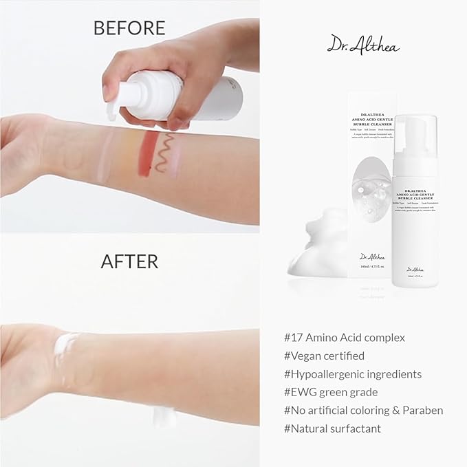 Dr.Althea Amino Acid Gentle Bubble Cleanser | Foam Cleanser | Daily Gentle Face Wash for Sensitive Skin | Vegan Korean Skin Care | 4.73 fl oz