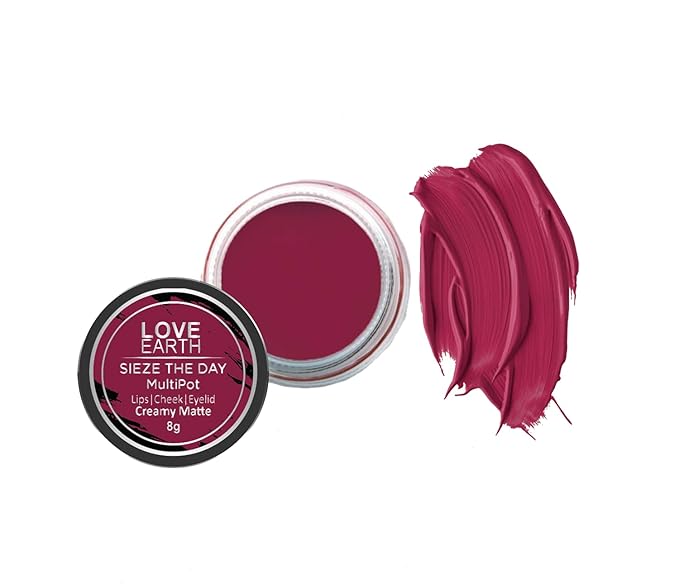 Love Earth Lip Tint & Cheek Tint Multipot-Sieze The Day With Richness Of Essential Oils And Vitamin E For Lips, Eyelids & Cheeks