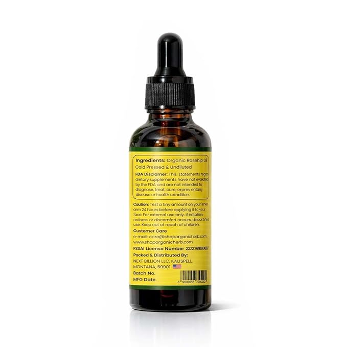 100% Pure Rosehip Seed Oil Cold Pressed and Unrefined Moisturizer Oil for Face, Hair, Skin & Nails | 1.7Oz/50ml