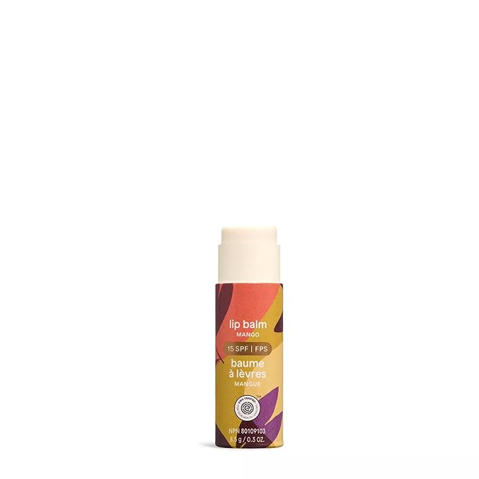ATTITUDE Plastic-free Lip Balm with Sun Protection SPF 15, EWG Verified, Plant- and Mineral-Based Ingredients, Vegan and Cruelty-free, Mango, 0.3 Oz (Pack of 3)