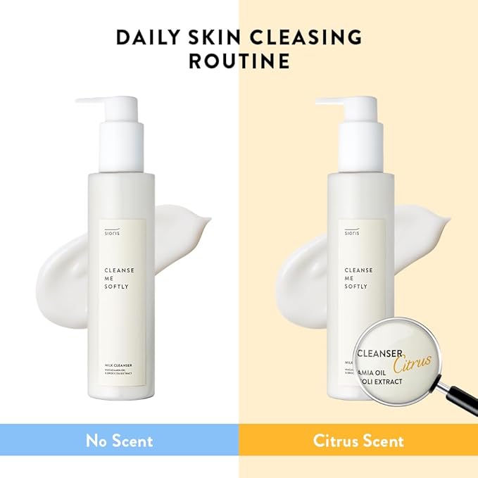 SIORIS Vegan Milk Cleanser, Hydrating Face Wash with Natural Citrus Water, Macadamia Seed Oil, Gentle Daily Facial Cleanser for Dry & Sensitive Skin, Korean Skincare – Original, 6.76 fl oz