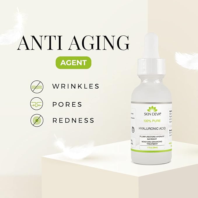 Skin Deva 100% Pure Hyaluronic Acid Serum for Face – Hydrating Facial Serum to Help Plump and Smooth the Appearance of Fine Lines – Lightweight Moisture Boost for All Skin Types – 1 Fl oz