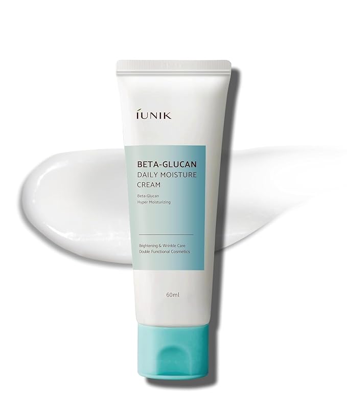IUNIK Beta-Glucan Daily Moisture Cream – Beta-Glucan & Centella Lightweight Vegan Moisturizer for Deep Hydration & Skin Barrier Care, Korean Skincare for Dry & Sensitive Skin, 60ml / 2.02 fl oz