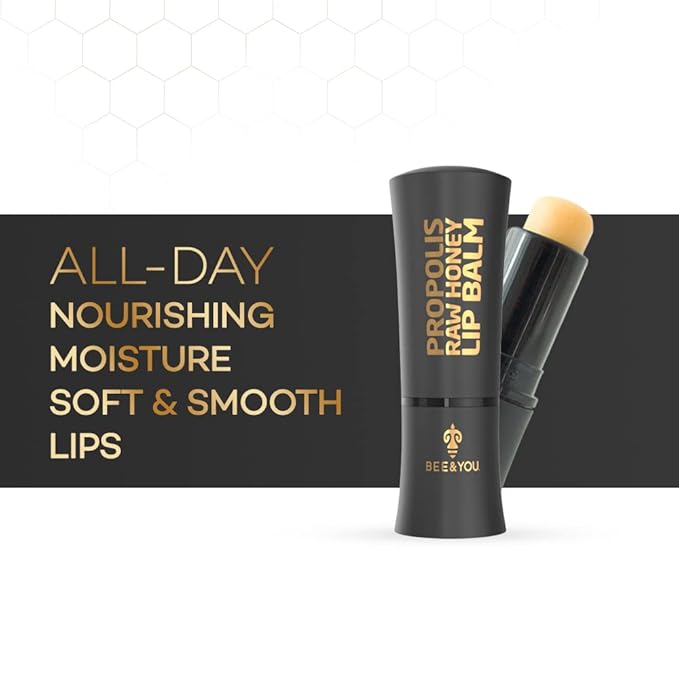 Bee and You 100% Natural Moisturizing Lip Balm, Chapped Lips Treatment Severe, Beeswax with Propolis Extract, Raw Honey, Vitamin E, Shea Butter, Non GMO, Gluten Free, 5g