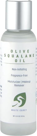 White Egret Olive Squalane Oil with Non-Irritating and Fragrance Free Attributes That Moisturizes and Removes Makeup, 2 fl. oz