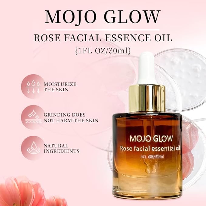 Rose Facial Essential Oil, Cold Pressed Organic Rosehip Face Oil, Natural Moisturizer for Dry Skin, Scar Repair & Glow, Non Comedogenic Serum, 1 fl oz
