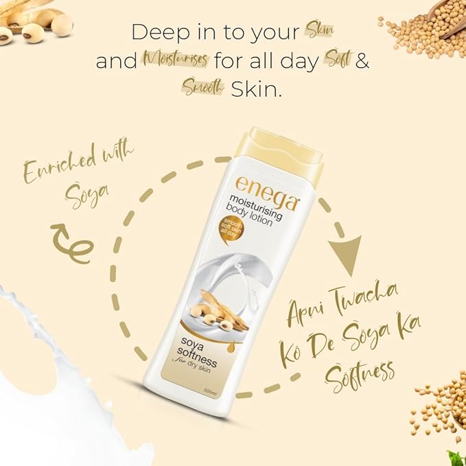 Soya Softness Moisturising Body Lotion, 100 ML (3.38 Ounces) – Soya-Infused Lotion for Dry Skin, Providing Smoothness and Softness
