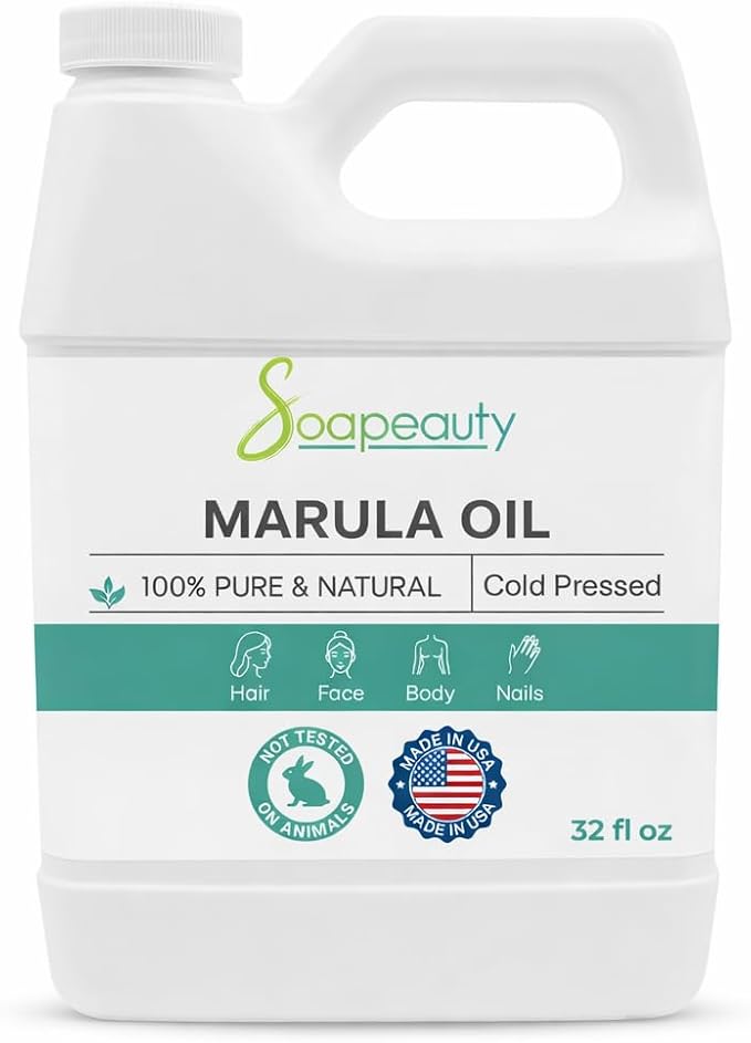 Soapeauty Marula Oil Cold Pressed Unrefined | 100% Pure Natural Carrier Oil for Face, Skin, Hair & DIY Soap Making | 32 fl oz