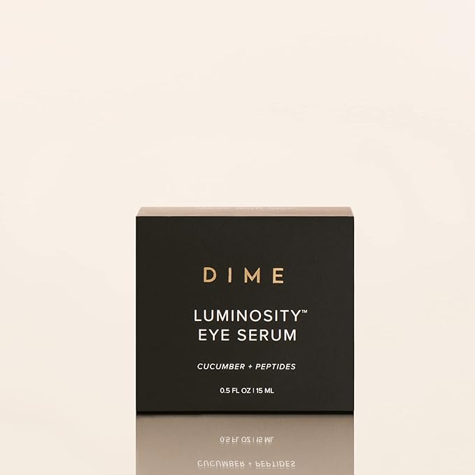 DIME Beauty Luminosity Eye Serum - Caffeine Eye Cream for Dark Circles and Puffiness with Vitamin C, Peptides and Goji Berry, Brightening De-Puffing Treatment, Vegan, Cruelty-Free, 0.5 oz / 15 ml