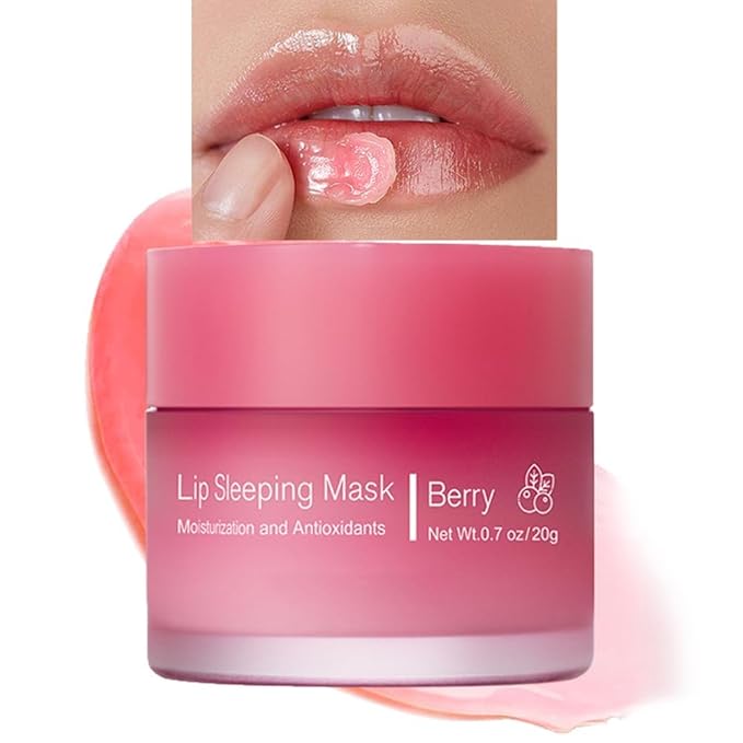 Sleeping Lip Mask, Long-Lasting Nourish & Hydrate Lip Mask, Lip Balm, Lip Skin Care, Hydrating Moisturizing Lip Night Sleep Care Lip Anti-chapped Lip Cream (02# Berry)