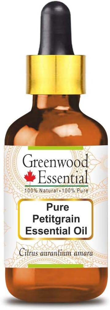Greenwood Essential Pure Petitgrain Essential Oil (Citrus aurantium Amara) with Glass Dropper Steam Distilled 50ml (1.69 oz)