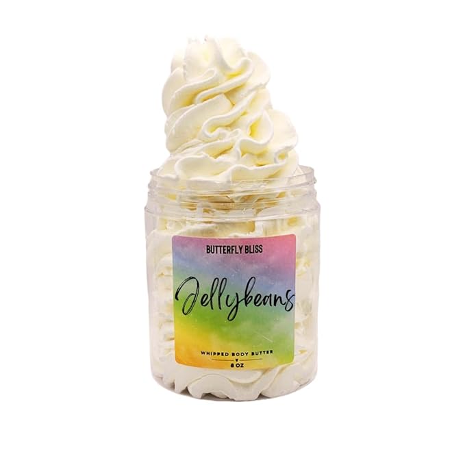 Jellybeans Whipped Body Butter – Fruity Candy Scented Moisturizer – Shea, Mango & Coconut Oils – Vegan, Paraben-Free Sweet Skincare Gift – 4 oz Jar
