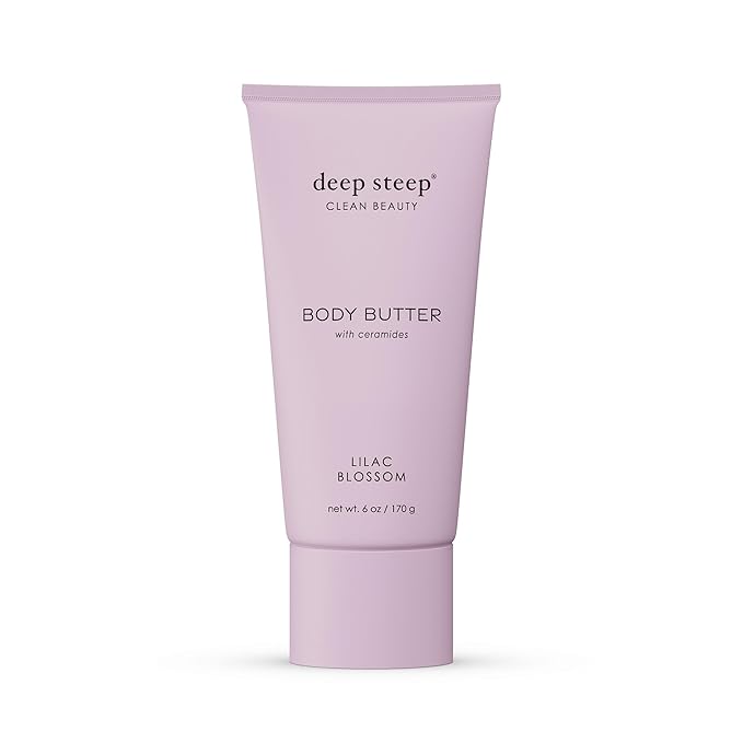 Deep Steep Body Butter, 6 oz – Rich Moisturizer with Ceramides, Coconut Oil, Argan Oil & Aloe Vera – Vegan, Clean Beauty, Smooth & Hydrated Skin (6 Ounces, Lilac Blossom)