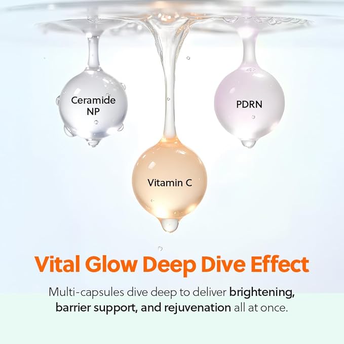 Vitamin C + Ceramide Glow Deep Dive Serum, Antioxidant Brightening Booster for Dark Spots, Skin Barrier Support, Fragrance-Free, 30ml (1.01 fl oz)