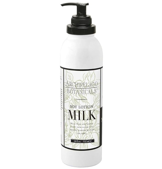 Archipelago Botanicals Soy Milk Lotion for Rehydration and Regeneration, Soy Body Lotion and Moisturizer for Dry or Sensitive Skin, Paraben-Free, Phthalate-Free, 18 oz