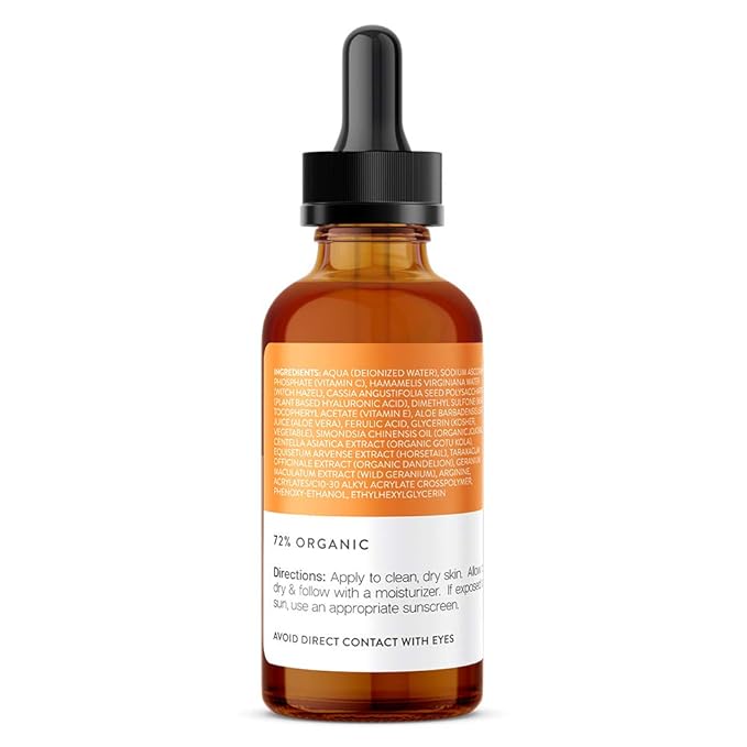 Vitamin C Serum for Face 20% with Hyaluronic Acid and Ferulic Acid, Anti Aging Collagen Booster, Natural Organic Skin Care for Acne Scars, Wrinkles, Fades Dark, Age Spot, Sun Damage