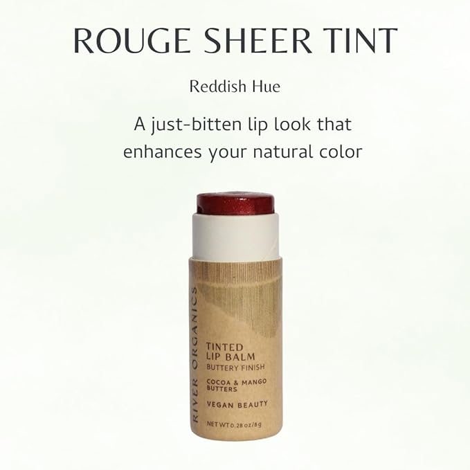Tinted Lip Balm – Rouge | Vegan, Plastic-Free, Long-Lasting, Organic, Zero-Waste 0.28 OZ