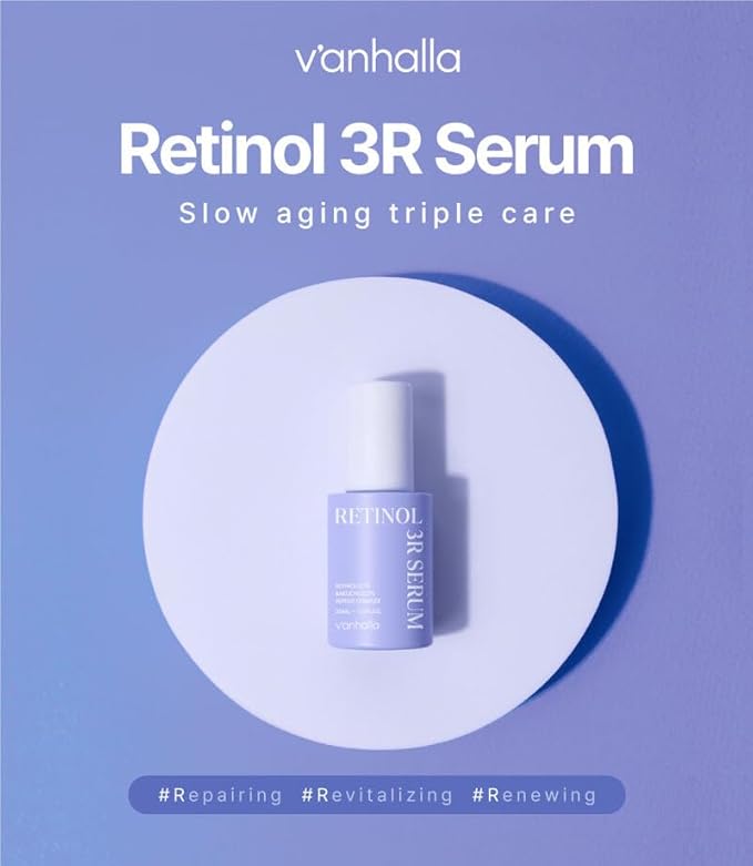 V'anhalla Retinol 3R Serum 1.01 fl.oz. | Vegan, Wrinkle Care, Gentle Retinol, Peptide Complex, Bakuchiol, Night Repair for Smoother & Firmer Skin