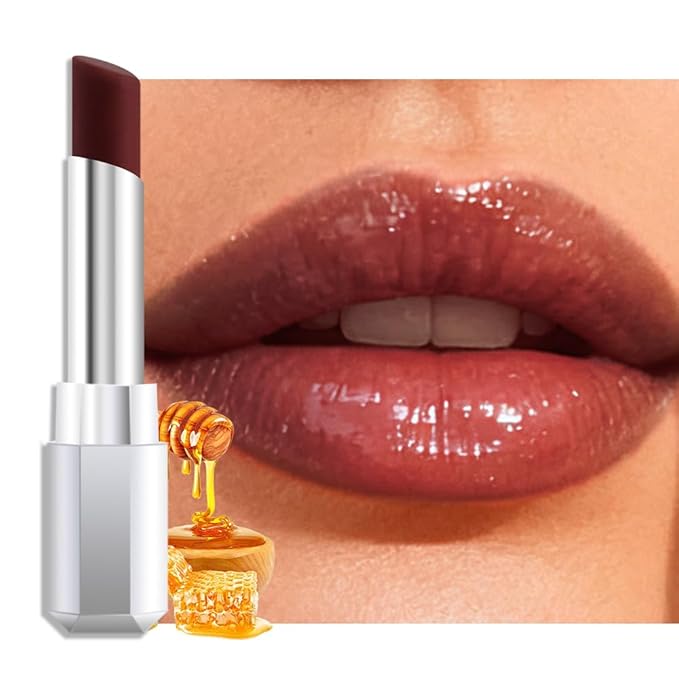Brown Honey Lipstick Tinted Lip Balm - Shine Moisturizing Lipstick for Women, Natural Nourishing Hydrating Lip Gloss Stain for Dry Lips, Tint Sheer Lightweight Makeup, Vegan - 1Pc #00
