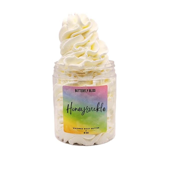 Honeysuckle Whipped Body Butter – Soft Floral Scented Moisturizer – Natural Shea, Mango & Coconut Oils – Vegan, Paraben-Free Skincare for Women – 4 oz Jar