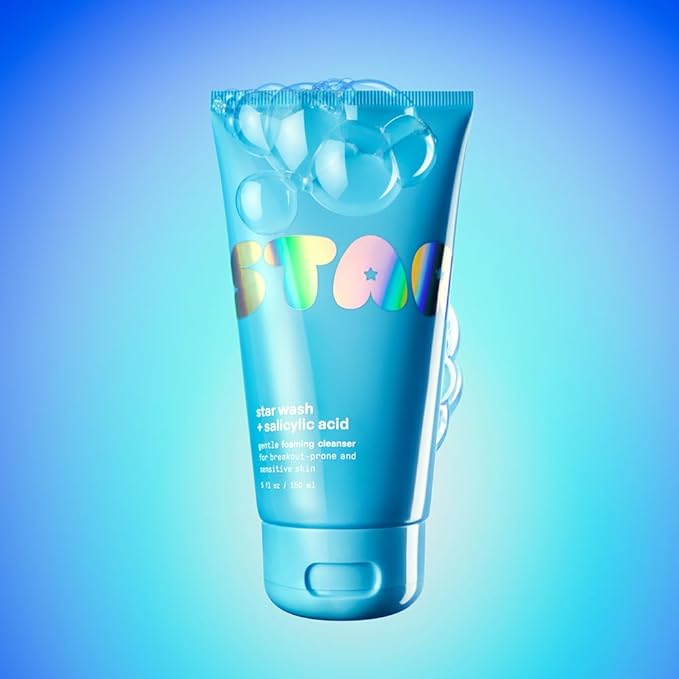 Starface Star Wash + Salicylic Acid Foaming Facial Cleanser, Made for Breakout-Prone and Sensitive Skin, Minimize Breakouts and Unclog Pores, (5 fl oz) (Pack of 2)