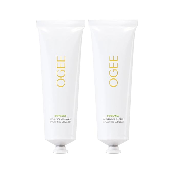 Ogee Botanical Brilliance Exfoliating Cleanser, High Performance Facial Wash, Certified Organic Face Exfoliator Made in USA, 3.8 Fl Oz (Pack of 2)