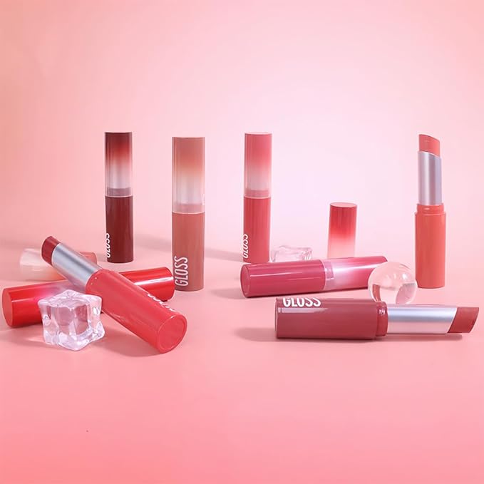 Pink Butter Lipstick Tinted Lip Balm, Shine Moisturizing Plumper Lipstick for Women, Natural Nourishing Hydrating Lip Gloss Stain for Dry Lips,Lightweight Lip Liner Care Makeup Vegan 1Pc Pink