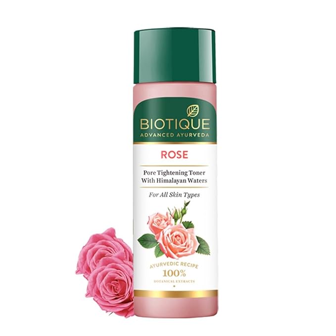 Biotique Pure Rose Water, Rejuvenating Mist For Face and Body Steam Distilled, for all Skin Types Rose Toner, 120ml