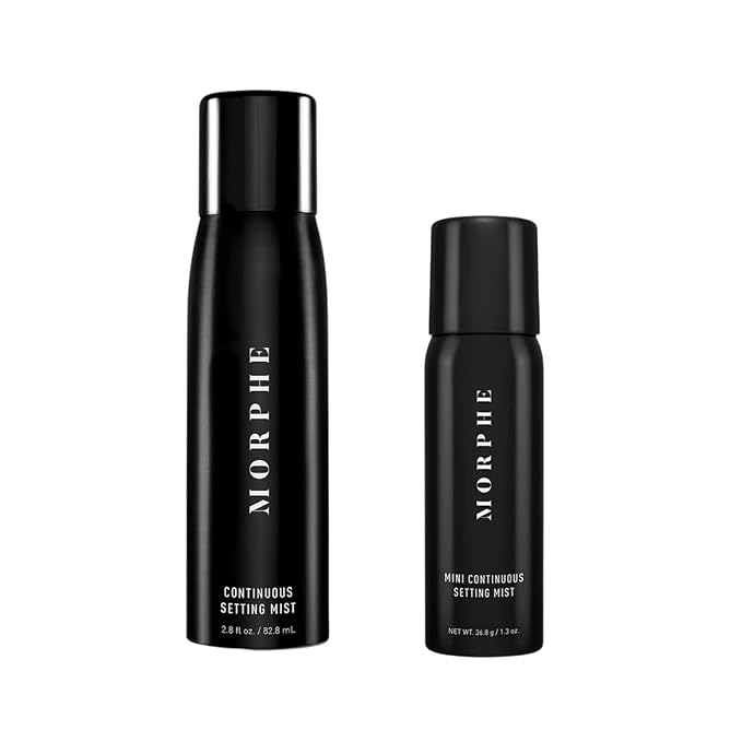 Morphe Continuous Setting Spray for Makeup with a Radiant Finish (2.8 Fl oz) + Morphe Mini Continuous Setting Spray (1.3 oz)