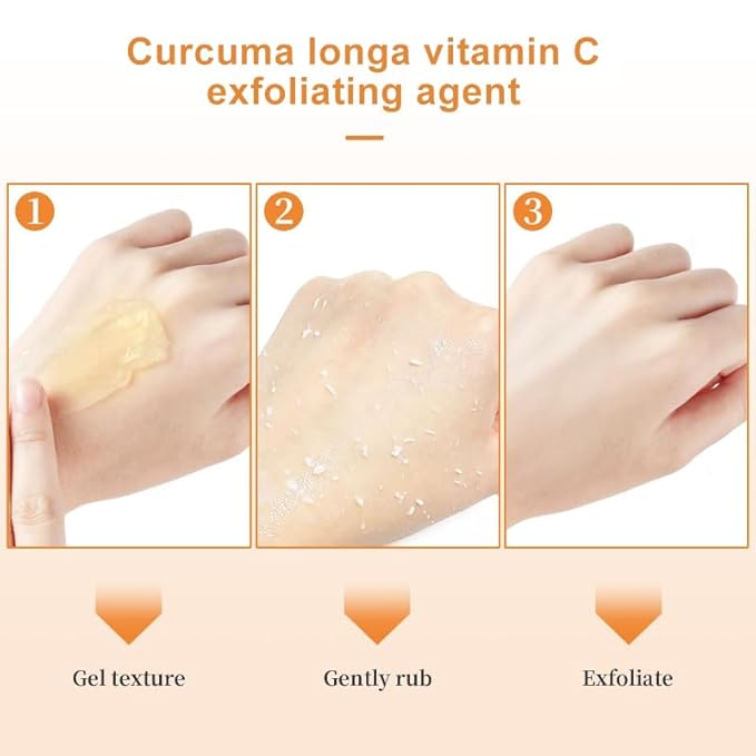 Natural Turmeric & Vitamin C Exfoliating Gel 5.3oz, Gentle Face Scrub for Dull & Dry Skin, Removes Dead Skin