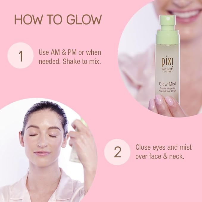 Pixi Beauty Glow Mist | All-Over Mist For Luminous Complexion | Set & Refresh Makeup | Hydrate Skin With 21 Natural Oils | 2.70 Fl Oz