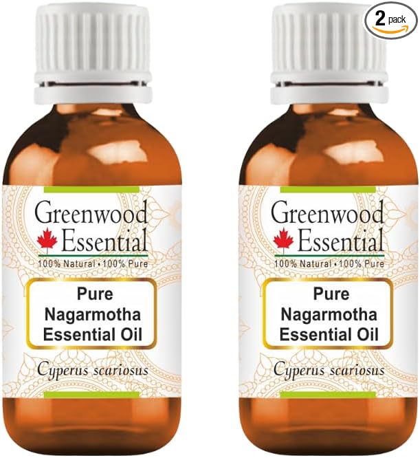 Greenwood Essential Pure Nagarmotha Essential Oil (Cyperus scariosus) Steam Distilled (Pack of Two) 5ml X 2 (0.33 oz)
