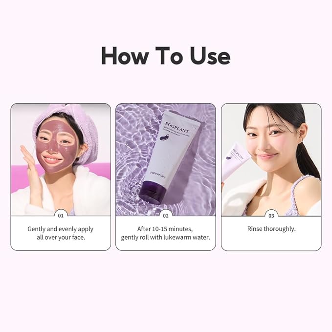 Papa Recipe Eggplant Clearing Mud Cream Mask – Bentonite & Kaolin Clay Face Mask, Deep Pore Purifying, Balancing & Hydrating Skin, Gentle Exfoliating Korean Mud Mask for Sensitive & Acne-Prone Skin
