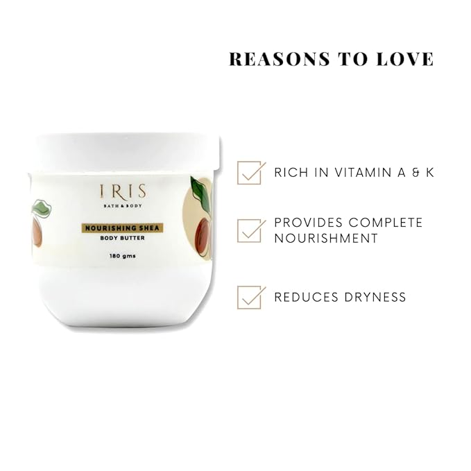 Iris Nourishing Shea Body Butter - Deep Moisture and Silky Softness | Luxurious Hydration for Dry Skin | 180g