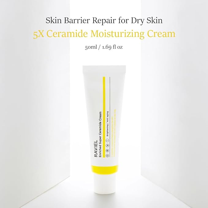 RAVIEL Enriched Super Ceramide Cream | Skin Barrier moisturizer | Hydrating Nourishing with Hyaluronic Acid, Niacinamide for Sensitive skin | Korean skin care (1.69Fl. Oz, Pack of 2)