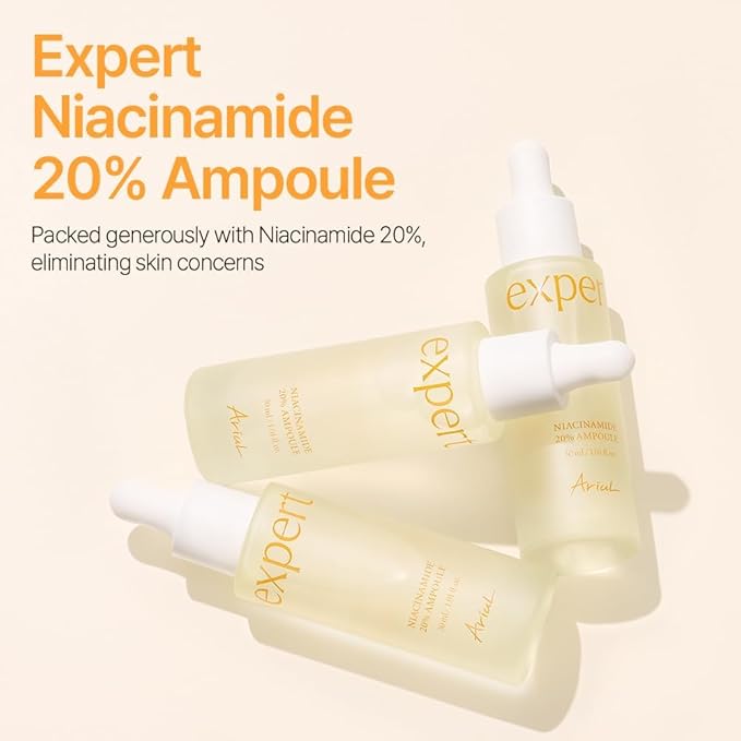 Ariul Expert Niacinamide 20% Ampoule – 20% Niacinamide Serum for Even Skin Tone, Moisturizing & Skin Texture, Enriched with Panthenol & Zinc PCA, Vegan Formula, Korean Skin Care, 30ml / 1.01 fl. oz