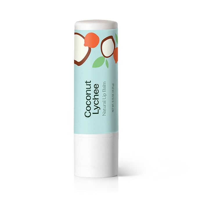 Plant Therapy Coconut Lychee Natural Lip Balm 0.15 oz Sweet Tropical Flavor, Hydrating & Conditioning, Eco Smart Containers Help Reduce Plastic Waste